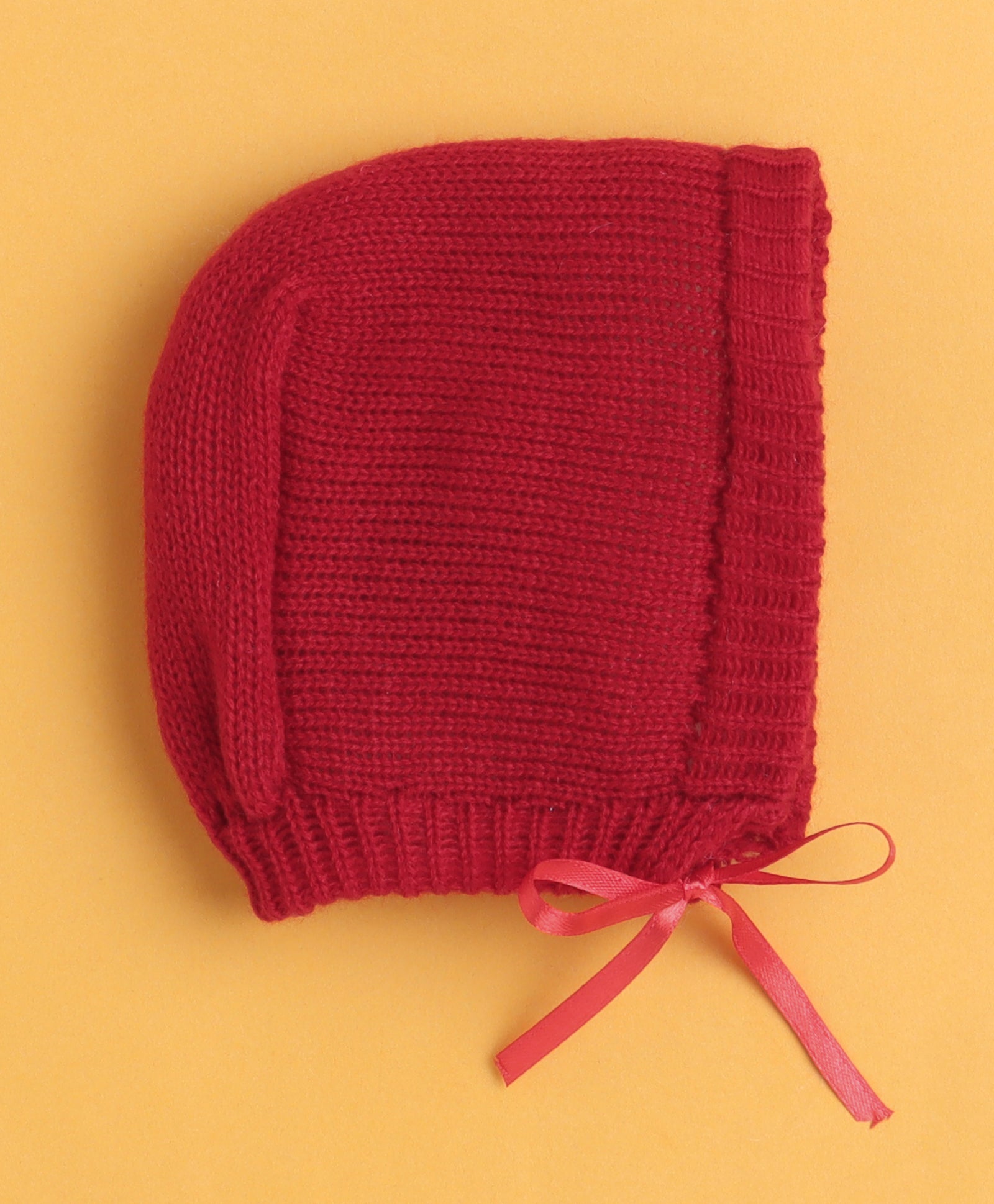Maroon Baby Boys Full Sleeves Acrylic Blend Sweater With Cap & Socks