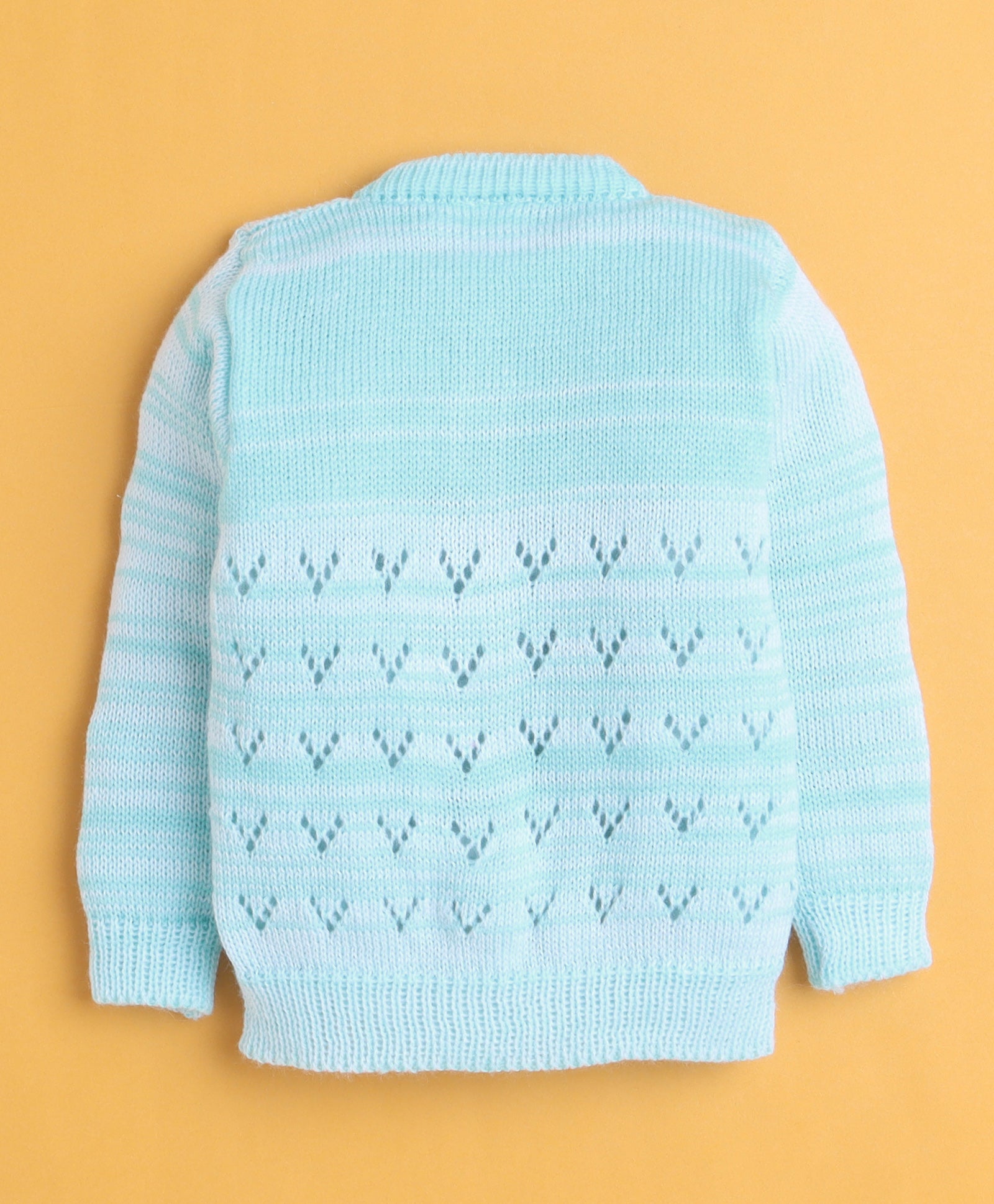 Aqua Blue Baby Boys Full Sleeves Acrylic Blend Sweater With Cap & Socks