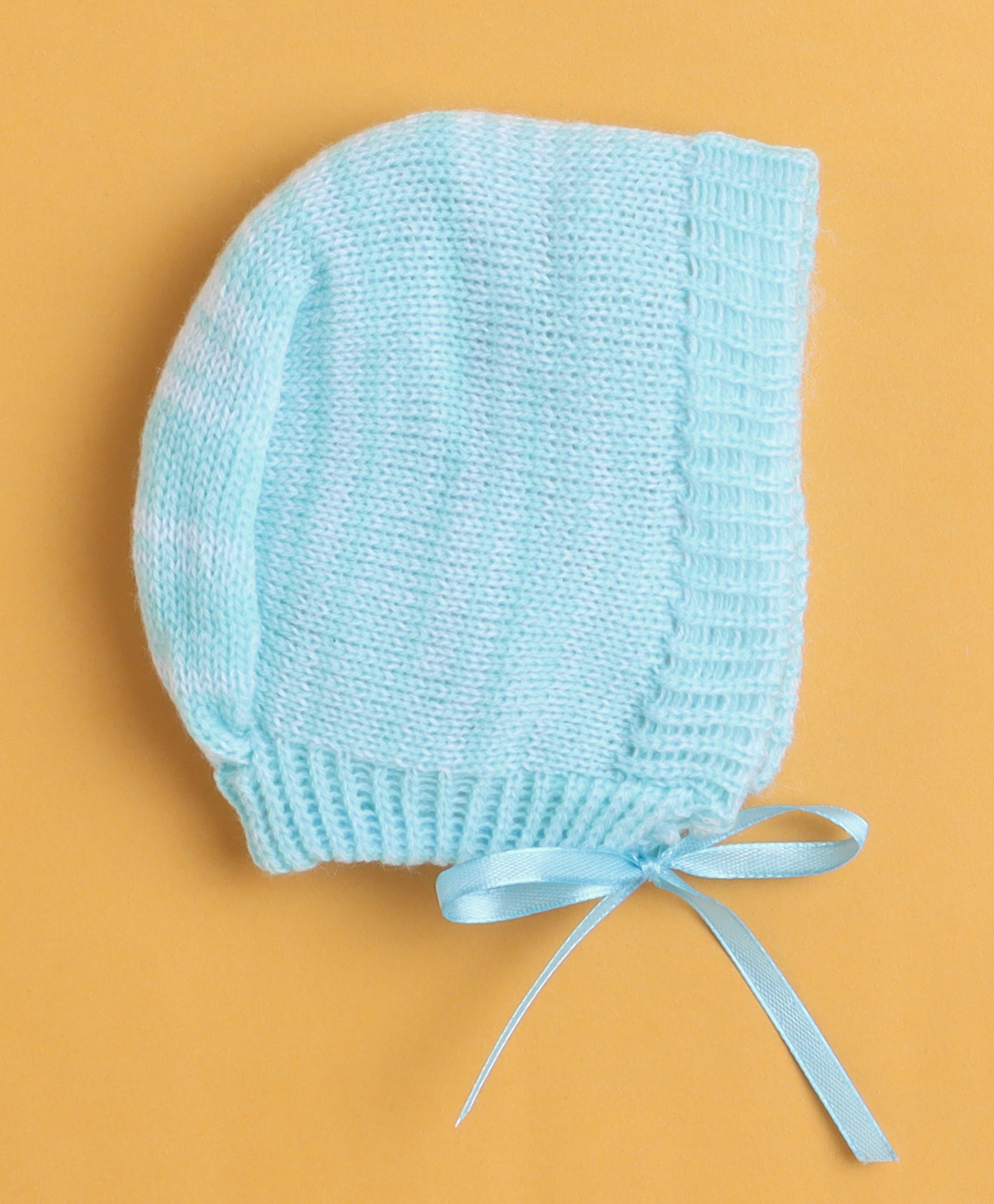 Aqua Blue Baby Boys Full Sleeves Acrylic Blend Sweater With Cap & Socks