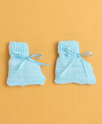 Bumzee Aqua Blue Knitted Sweater with Cap & Socks, Full Sleeves, Acrylic Knit (Style Peb10829)