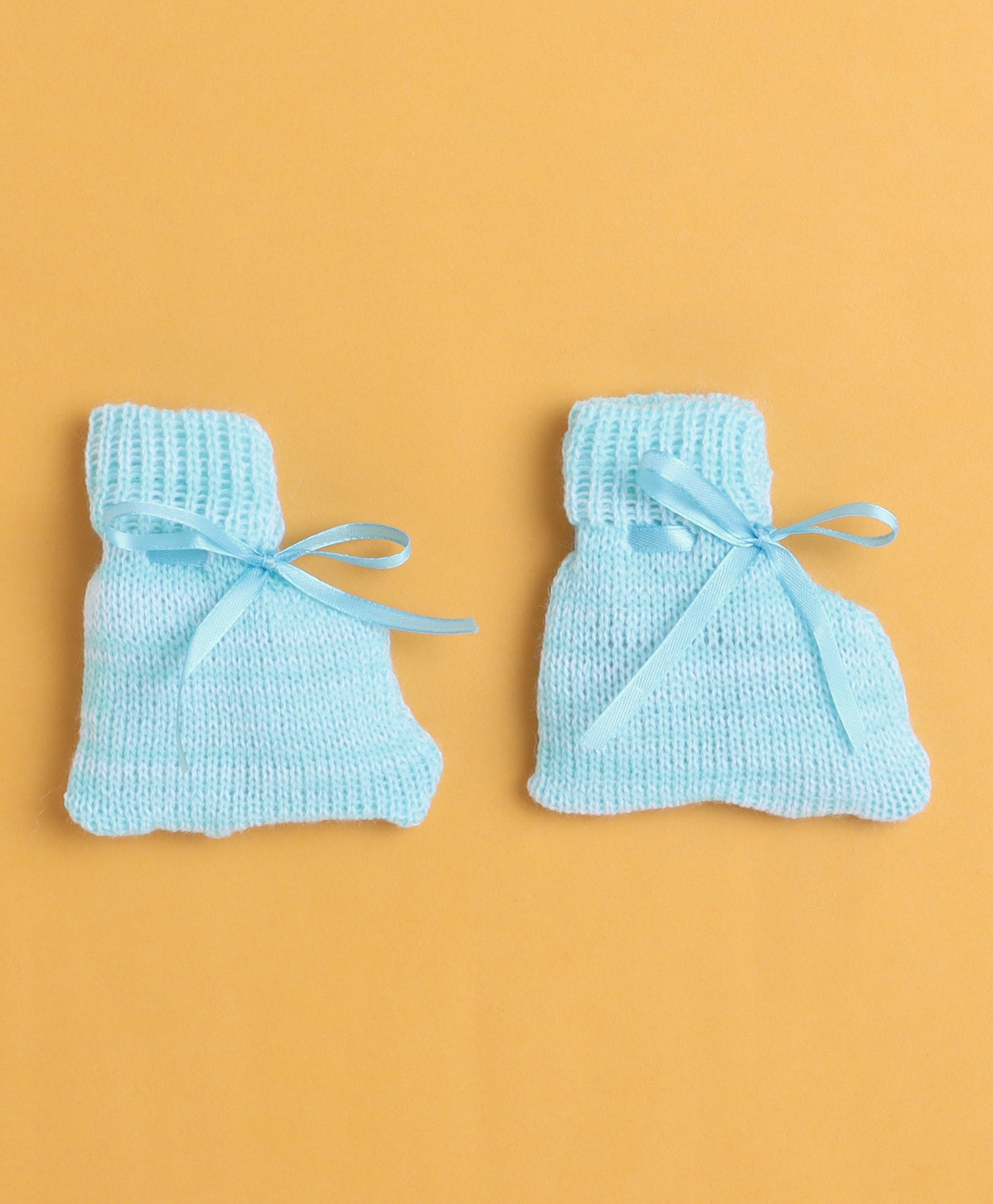 Aqua Blue Baby Boys Full Sleeves Acrylic Blend Sweater With Cap & Socks