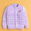 Lavender Baby Girls Full Sleeves Acrylic Blend Sweater With Cap & Socks
