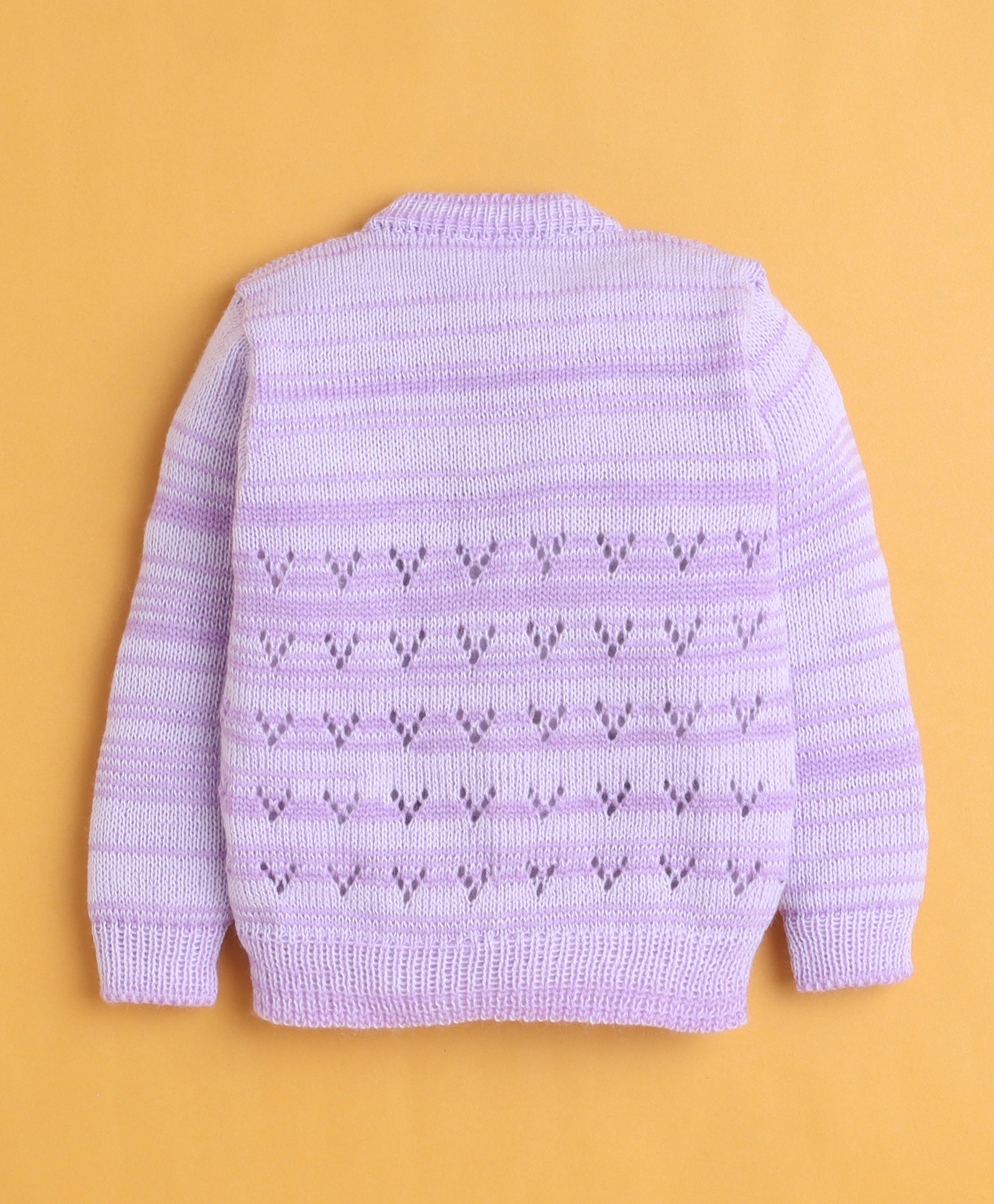 Lavender Baby Girls Full Sleeves Acrylic Blend Sweater With Cap & Socks