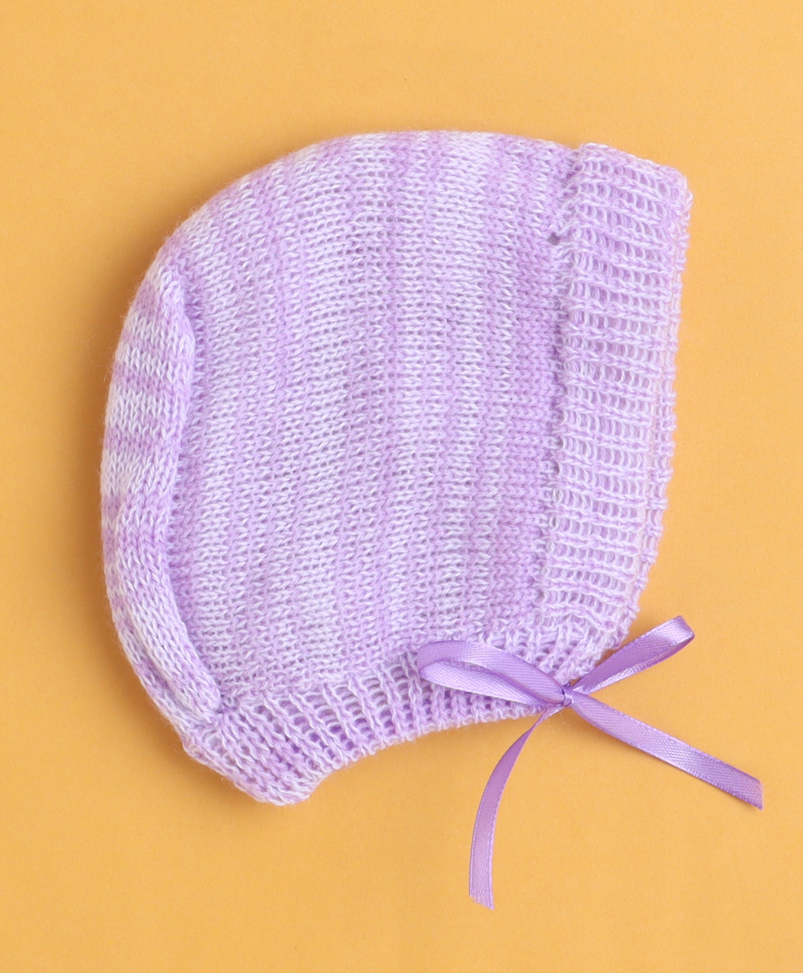 Lavender Baby Girls Full Sleeves Acrylic Blend Sweater With Cap & Socks