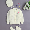 Yellow Baby Girls Full Sleeves Acrylic Blend Sweater With Cap & Socks