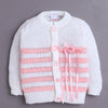 White & Pink Baby Girls Full Sleeves Acrylic Blend Sweater With Cap & Socks