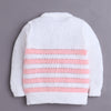 White & Pink Baby Girls Full Sleeves Acrylic Blend Sweater With Cap & Socks
