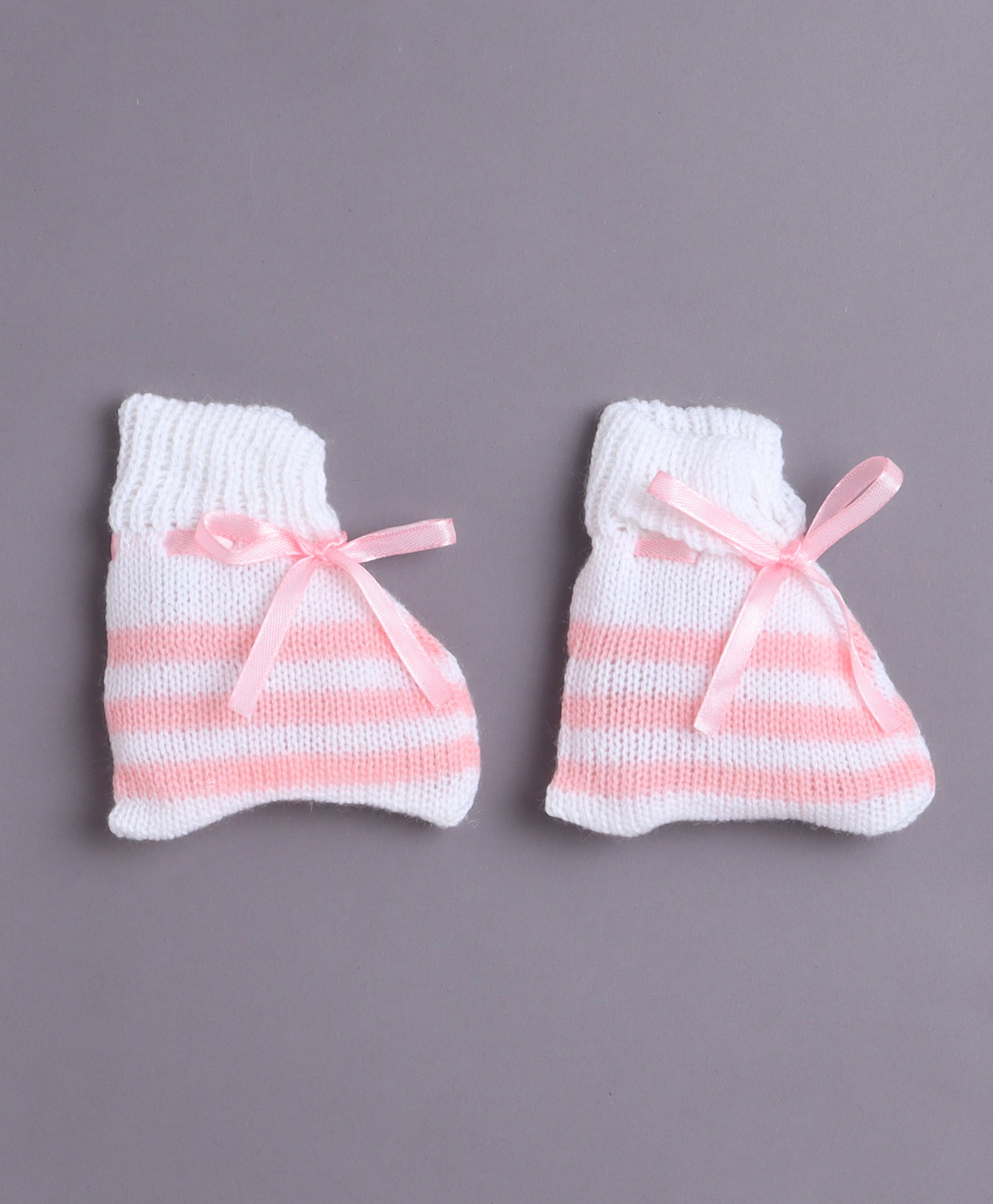 White & Pink Baby Girls Full Sleeves Acrylic Blend Sweater With Cap & Socks