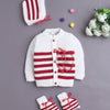 White & Maroon Baby Boys Full Sleeves Acrylic Blend Sweater With Cap & Socks