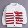 White & Maroon Baby Boys Full Sleeves Acrylic Blend Sweater With Cap & Socks