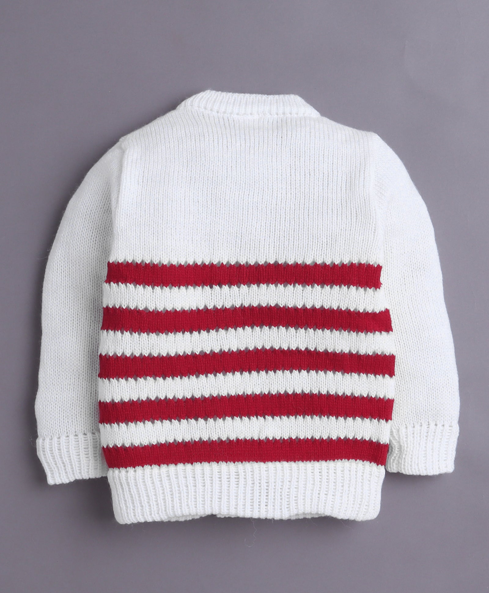 White & Maroon Baby Boys Full Sleeves Acrylic Blend Sweater With Cap & Socks