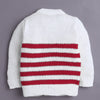 White & Maroon Baby Boys Full Sleeves Acrylic Blend Sweater With Cap & Socks