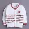 White & Maroon Baby Boys Full Sleeves Acrylic Blend Sweater With Cap & Socks