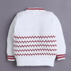 White & Maroon Baby Boys Full Sleeves Acrylic Blend Sweater With Cap & Socks