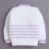White & Lavender Baby Girls Full Sleeves Acrylic Blend Sweater With Cap & Socks
