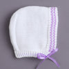 White & Lavender Baby Girls Full Sleeves Acrylic Blend Sweater With Cap & Socks