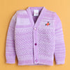 Lavender Baby Girls Full Sleeves Acrylic Blend Sweater With Cap & Socks