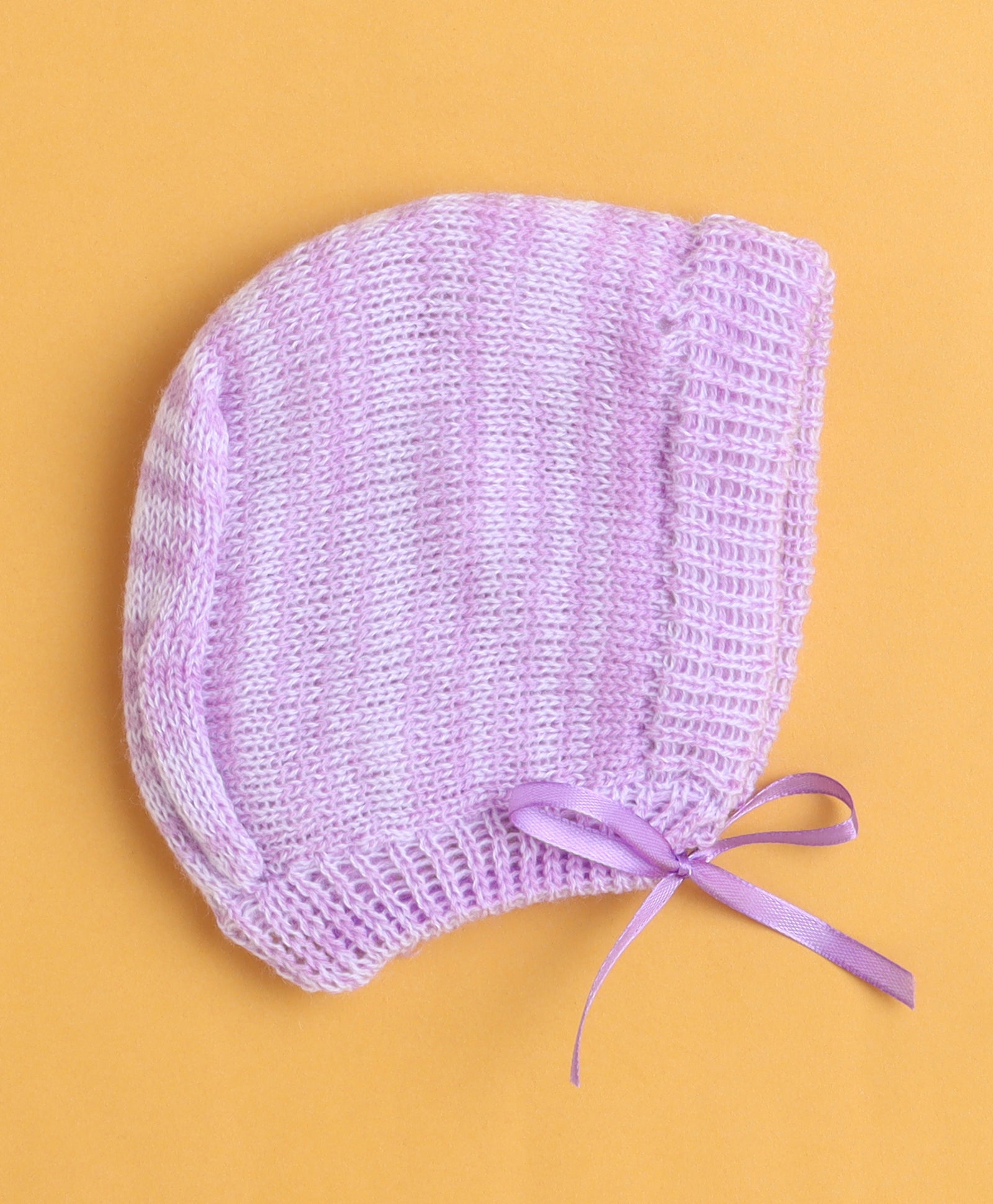 Lavender Baby Girls Full Sleeves Acrylic Blend Sweater With Cap & Socks
