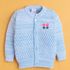 Sky Blue Baby Boys Full Sleeves Acrylic Blend Sweater With Cap & Socks