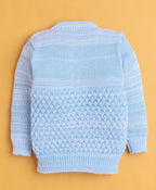 Bumzee Sky Blue Knitted Sweater with Cap & Socks, Full Sleeves, Acrylic Knit, with Socks (Style Peb10837)