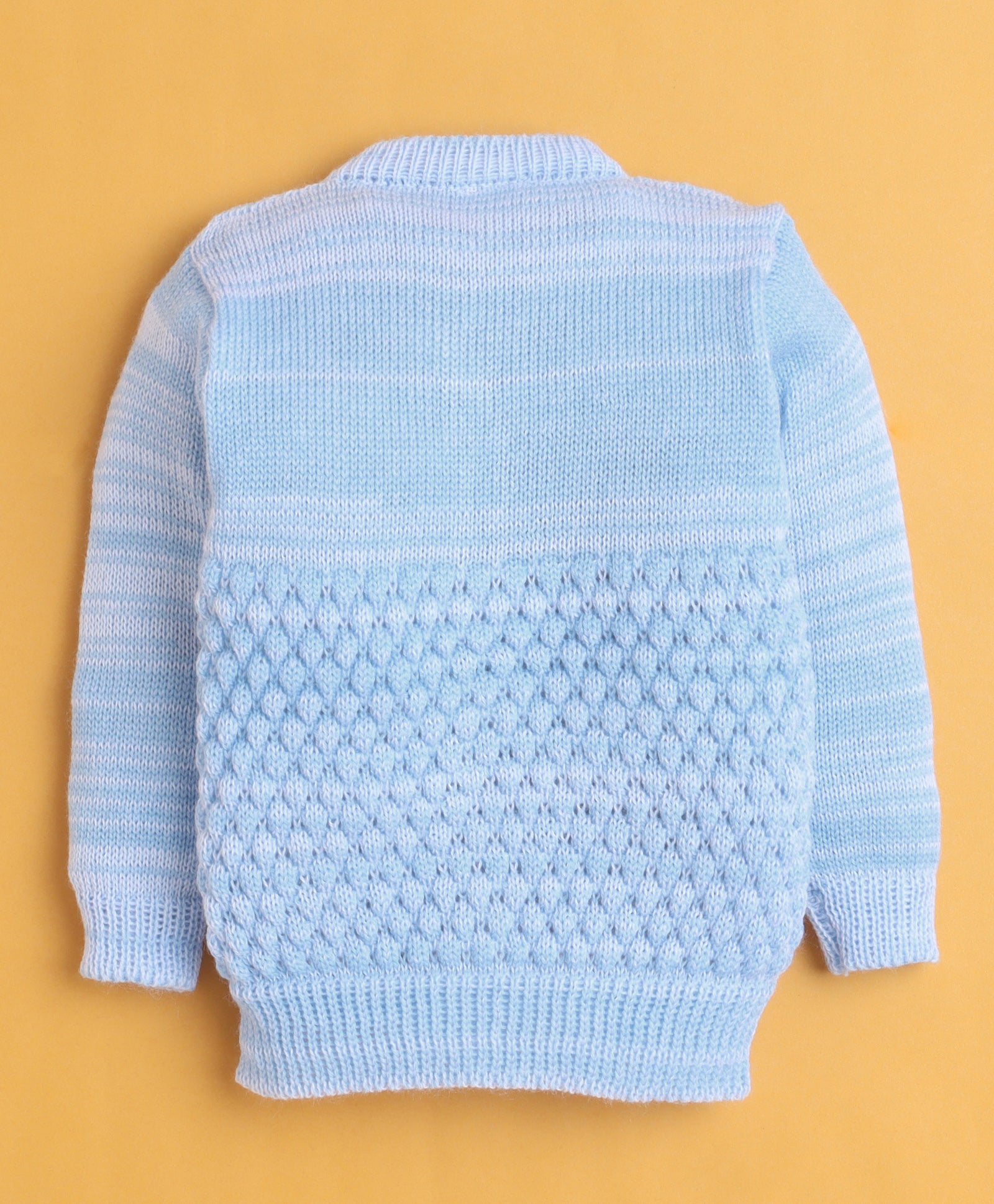 Sky Blue Baby Boys Full Sleeves Acrylic Blend Sweater With Cap & Socks