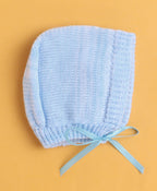 Bumzee Sky Blue Knitted Sweater with Cap & Socks, Full Sleeves, Acrylic Knit, with Socks (Style Peb10837)