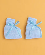 Bumzee Sky Blue Knitted Sweater with Cap & Socks, Full Sleeves, Acrylic Knit, with Socks (Style Peb10837)
