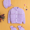 Lavender Baby Girls Full Sleeves Acrylic Blend Sweater With Cap & Socks