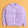 Lavender Baby Girls Full Sleeves Acrylic Blend Sweater With Cap & Socks