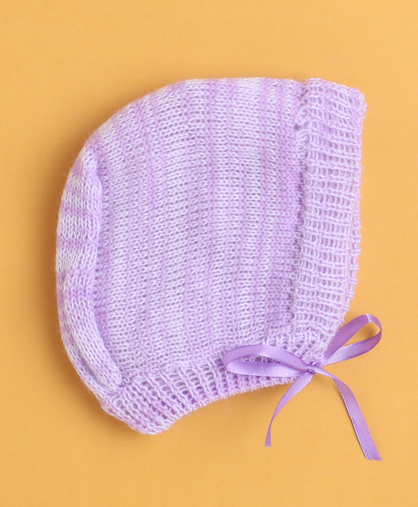 Lavender Baby Girls Full Sleeves Acrylic Blend Sweater With Cap & Socks