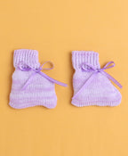 Bumzee Lavender Knitted Sweater with Cap & Socks, Full Sleeves, Acrylic Knit, with Socks (Style Peb10838)