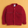 Maroon Baby Boys Full Sleeves Acrylic Blend Sweater With Cap & Socks