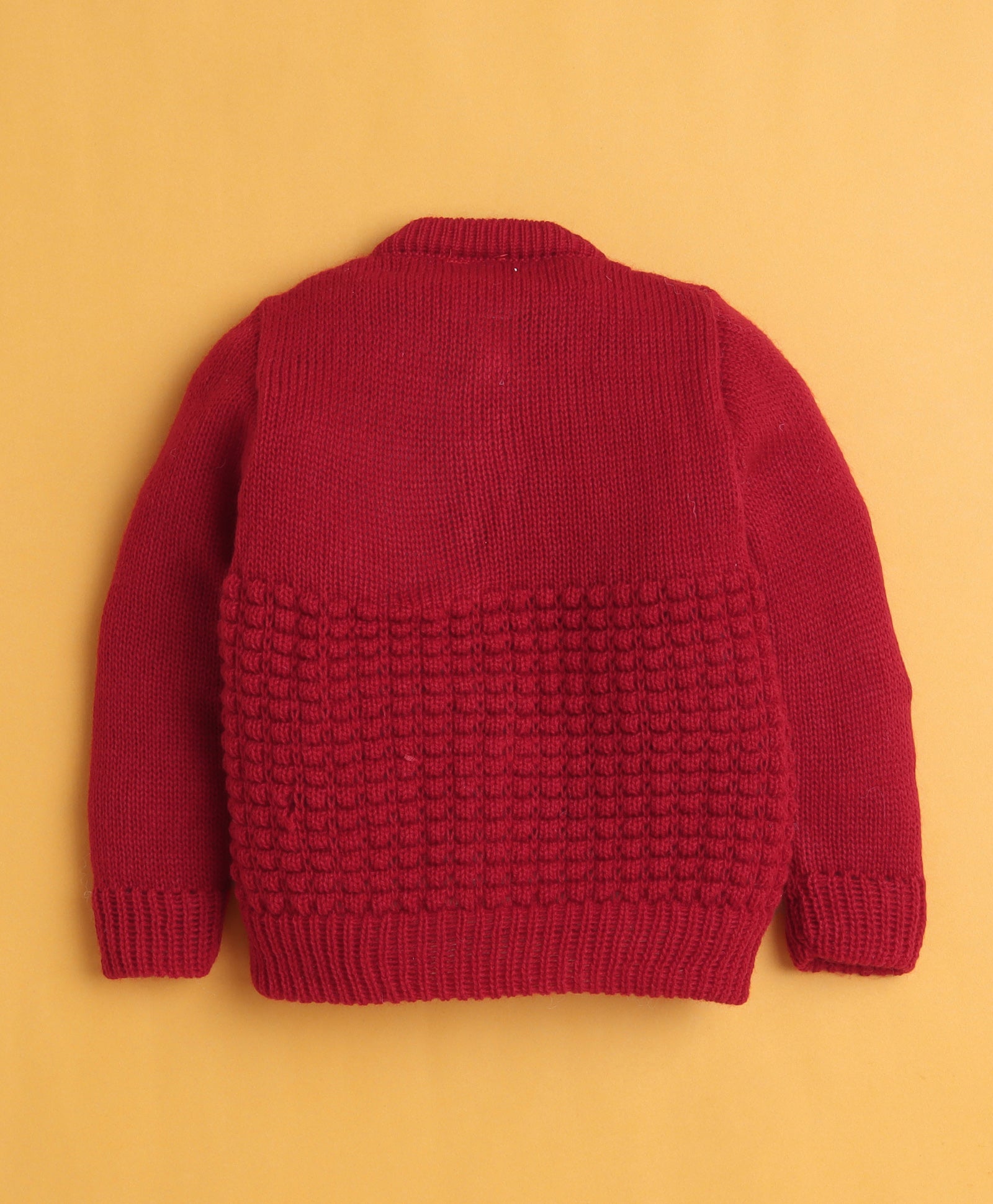 Maroon Baby Boys Full Sleeves Acrylic Blend Sweater With Cap & Socks