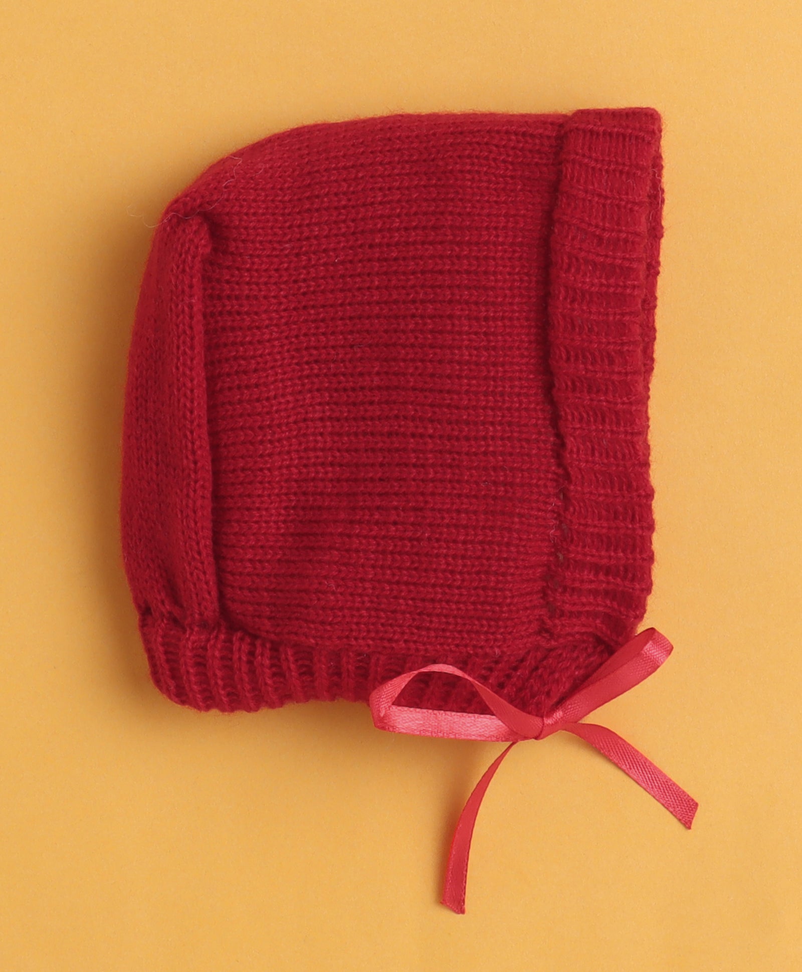 Maroon Baby Boys Full Sleeves Acrylic Blend Sweater With Cap & Socks