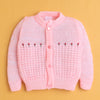 Pink Baby Girls Full Sleeves Acrylic Blend Sweater With Cap & Socks