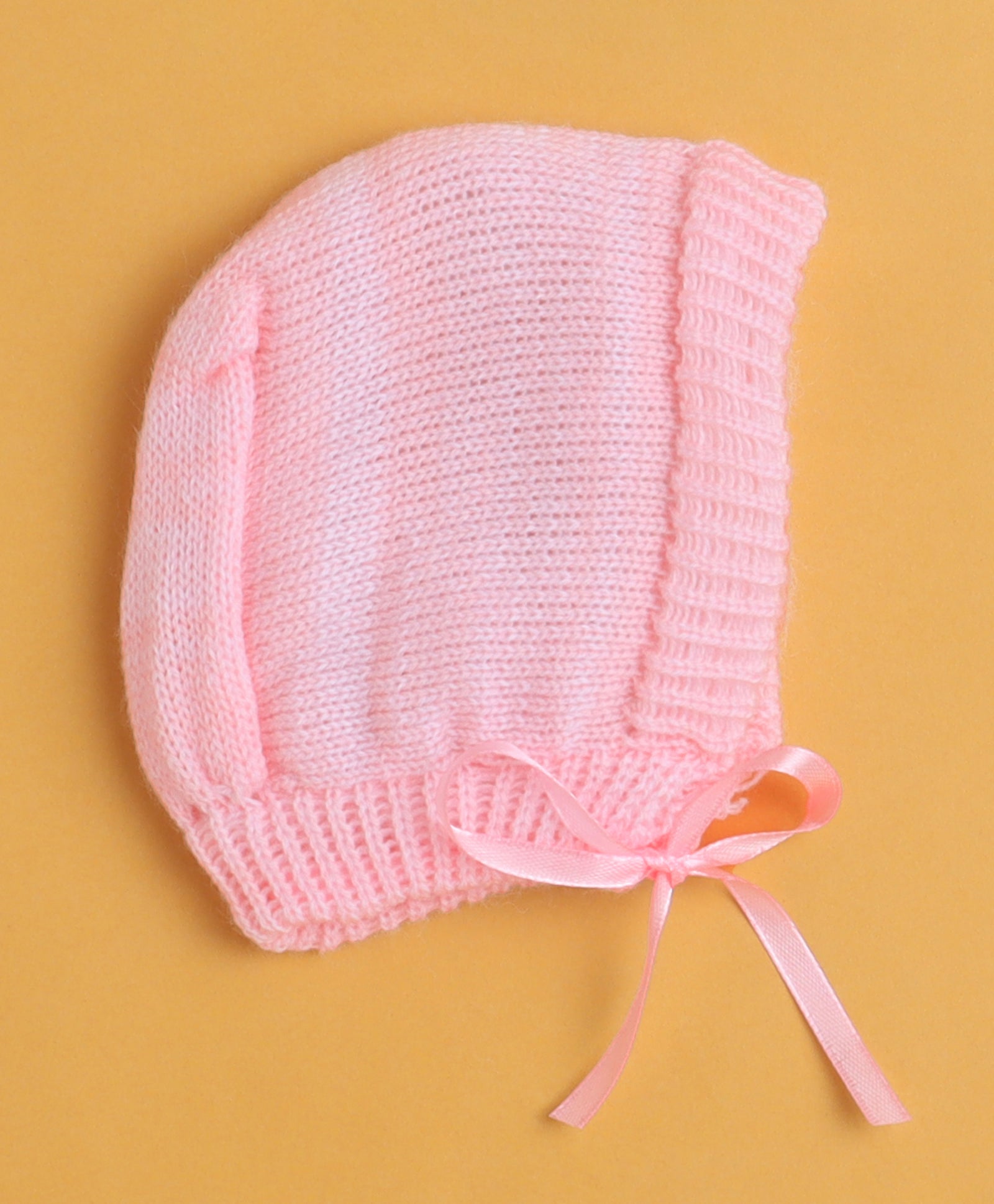 Pink Baby Girls Full Sleeves Acrylic Blend Sweater With Cap & Socks