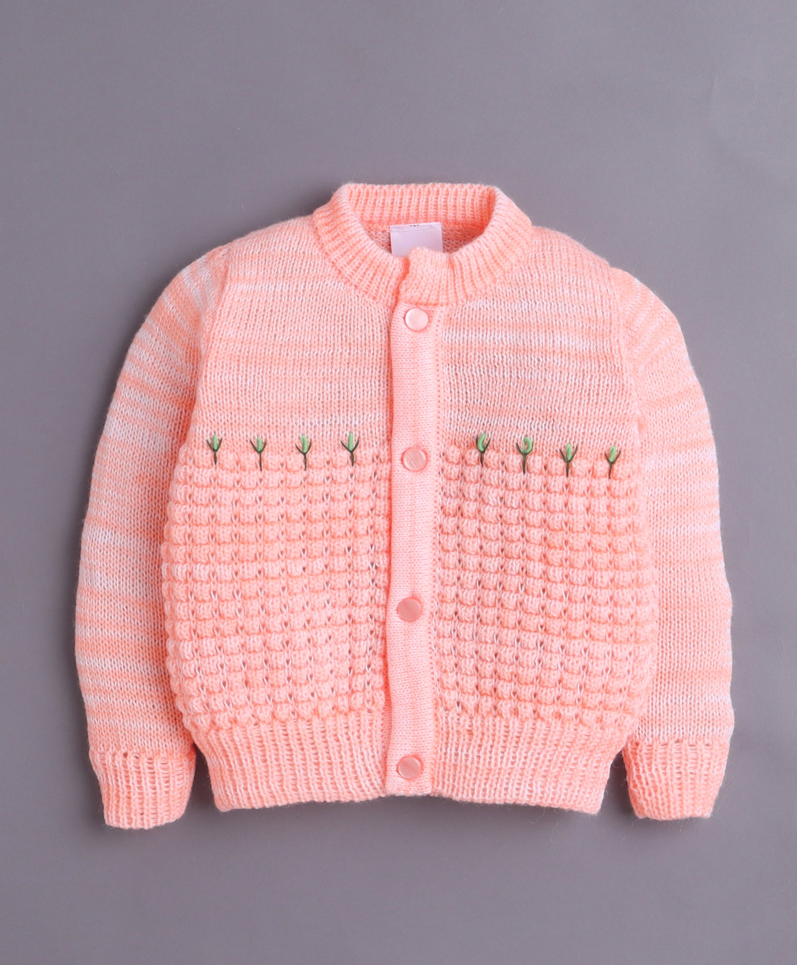 Orange Baby Boys Full Sleeves Acrylic Blend Sweater With Cap & Socks