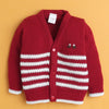 Maroon Baby Boys Full Sleeves Acrylic Blend Sweater With Cap & Socks