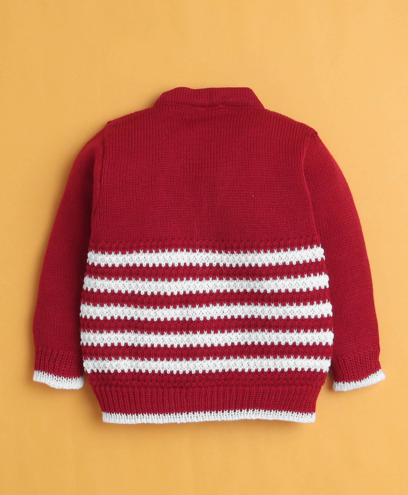 Maroon Baby Boys Full Sleeves Acrylic Blend Sweater With Cap & Socks