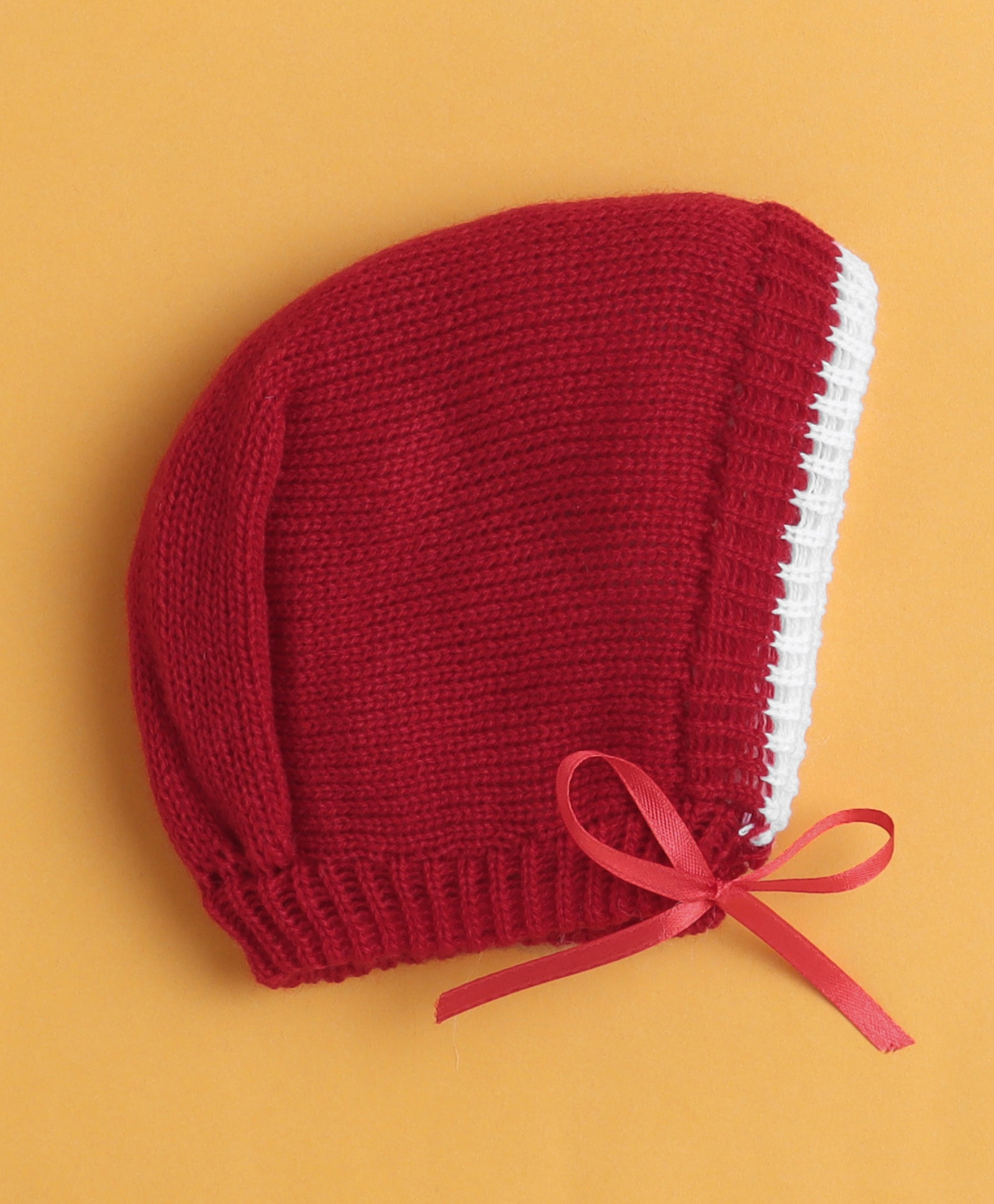 Maroon Baby Boys Full Sleeves Acrylic Blend Sweater With Cap & Socks