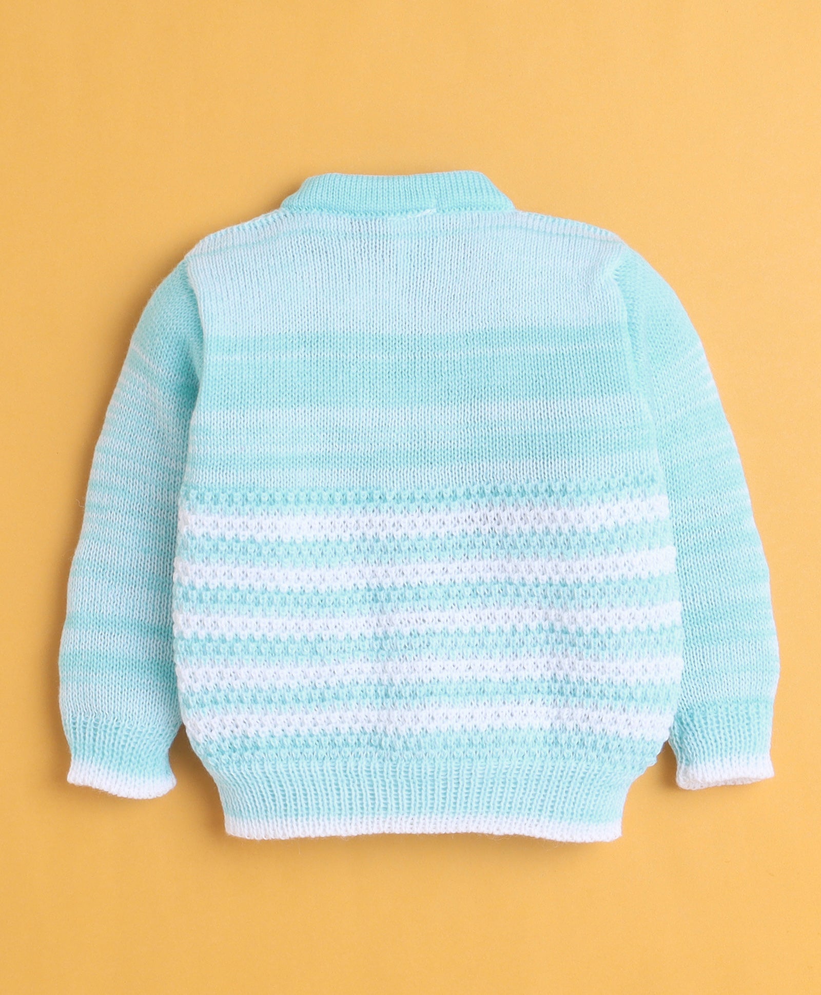 Aqua Blue Baby Boys Full Sleeves Acrylic Blend Sweater With Cap & Socks
