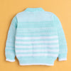 Aqua Blue Baby Boys Full Sleeves Acrylic Blend Sweater With Cap & Socks