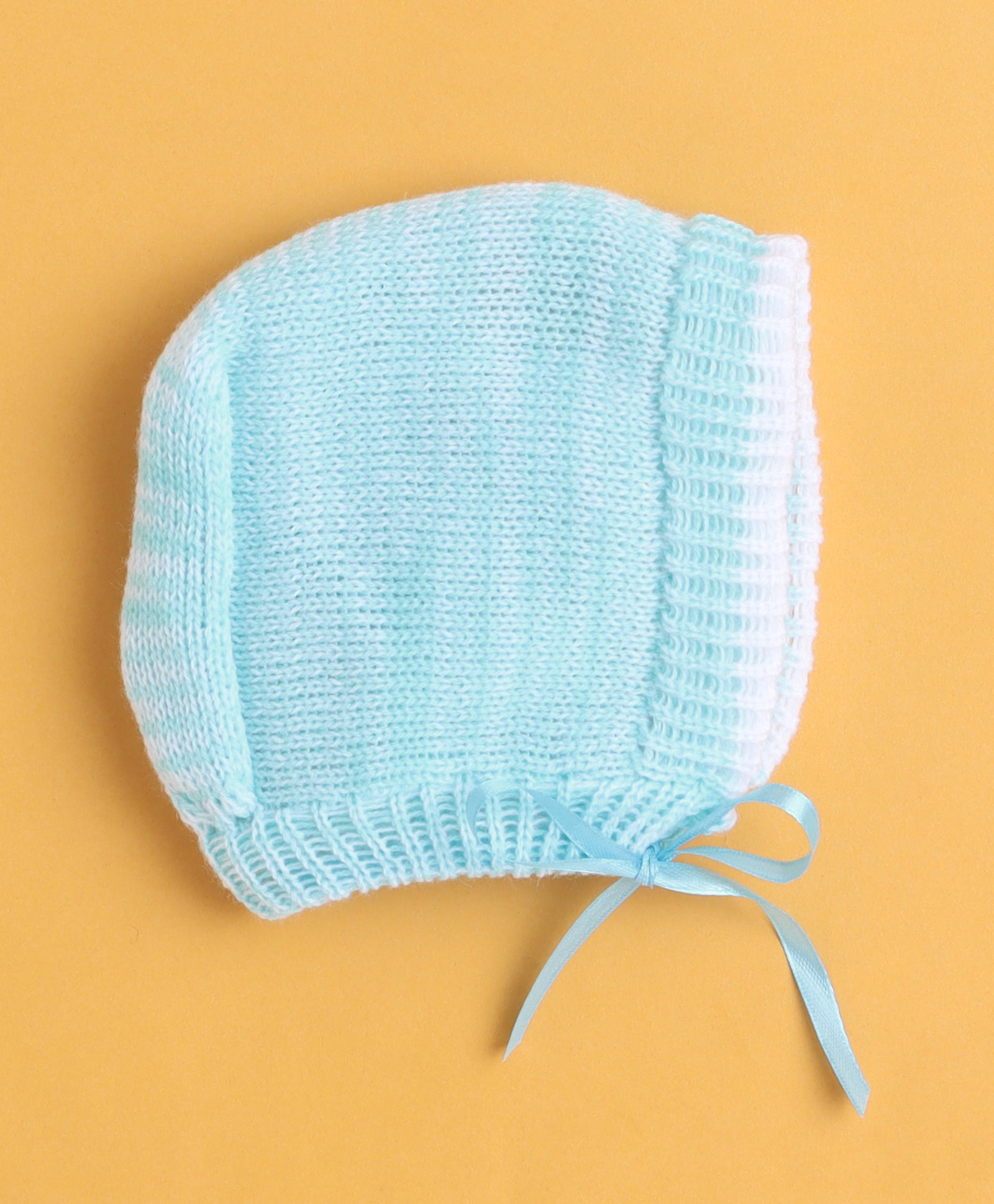Aqua Blue Baby Boys Full Sleeves Acrylic Blend Sweater With Cap & Socks