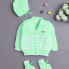 Green Baby Girls Full Sleeves Acrylic Blend Sweater With Cap & Socks