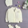Yellow Baby Girls Full Sleeves Acrylic Blend Sweater With Cap & Socks