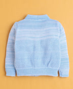 Bumzee Sky Blue Knitted Sweater with Cap & Socks, Full Sleeves, Acrylic Knit, with Socks (Style Peb10846)