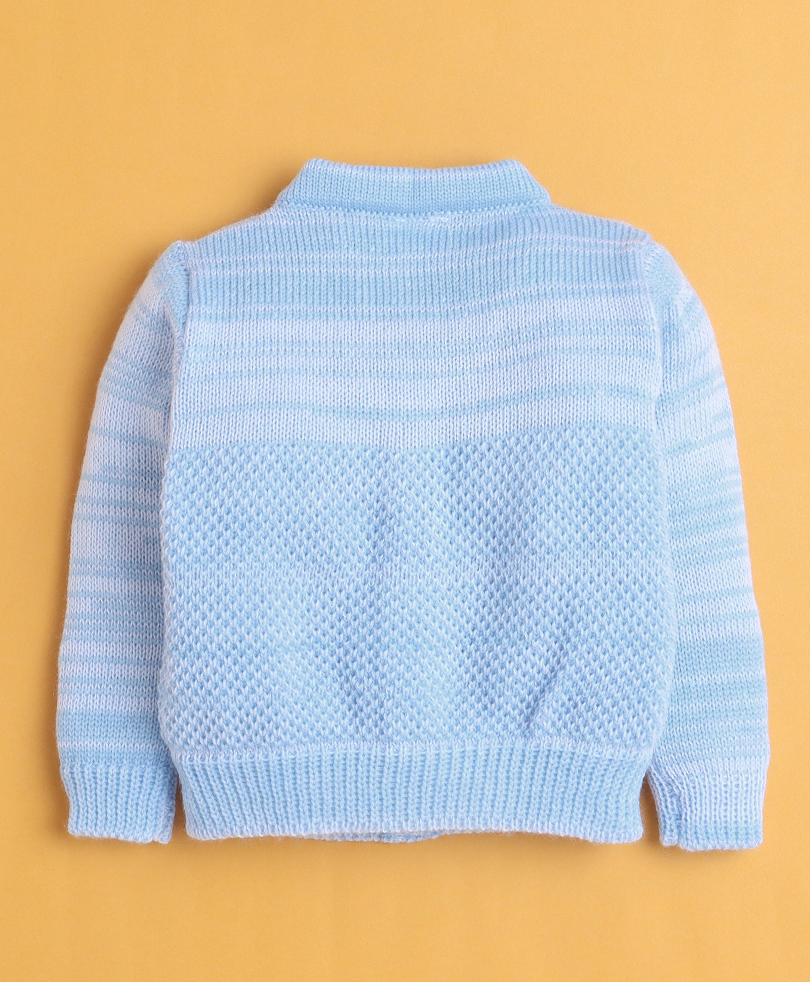 Sky Blue Baby Boys Full Sleeves Acrylic Blend Sweater With Cap & Socks