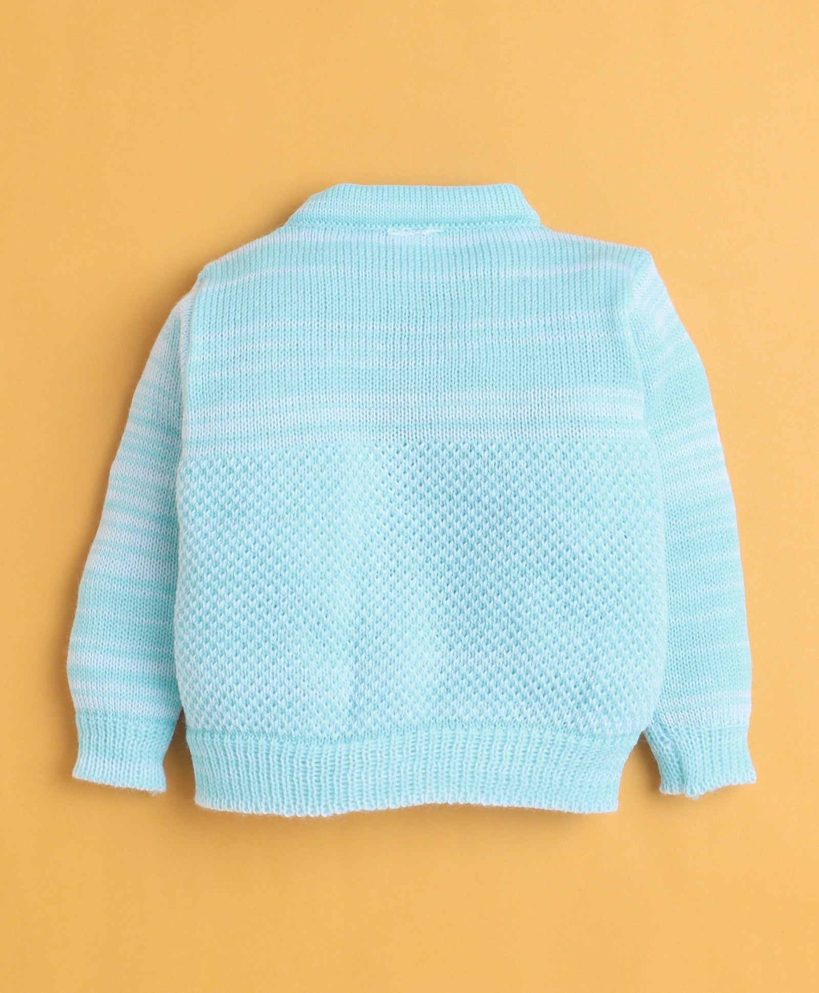 Aqua Blue Baby Boys Full Sleeves Acrylic Blend Sweater With Cap & Socks