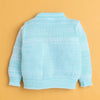 Aqua Blue Baby Boys Full Sleeves Acrylic Blend Sweater With Cap & Socks