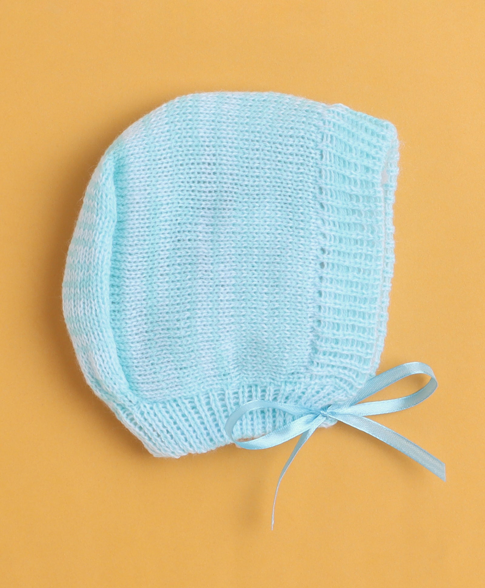 Aqua Blue Baby Boys Full Sleeves Acrylic Blend Sweater With Cap & Socks